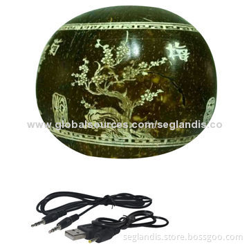 Coconut Bluetooth Speakers with Carved Surface